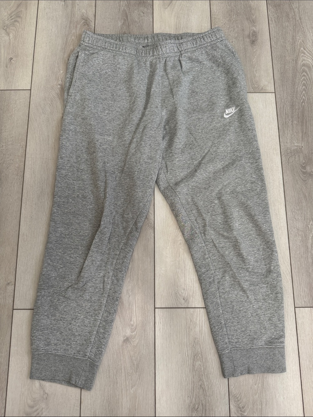 Nike Grey Men's Fleece Joggers with White Logo